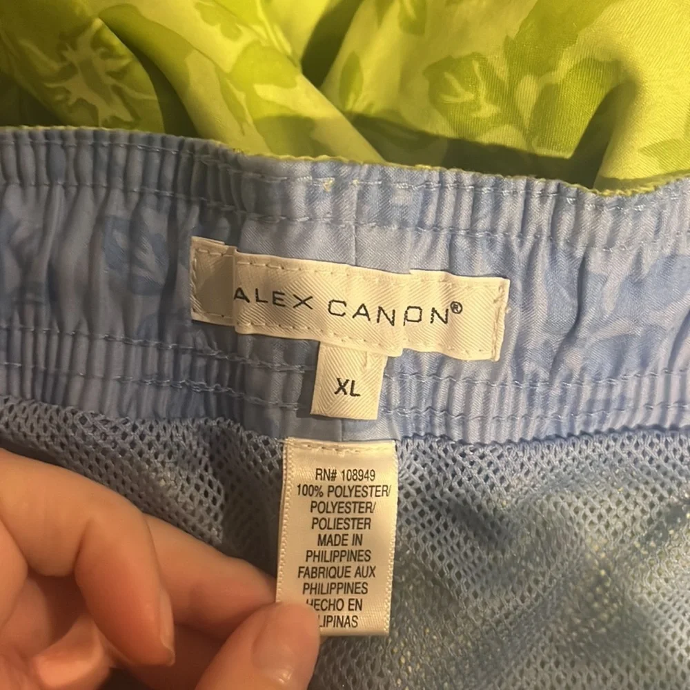 Alex Cannon Men’s Green Floral Swim Trunks Size XL